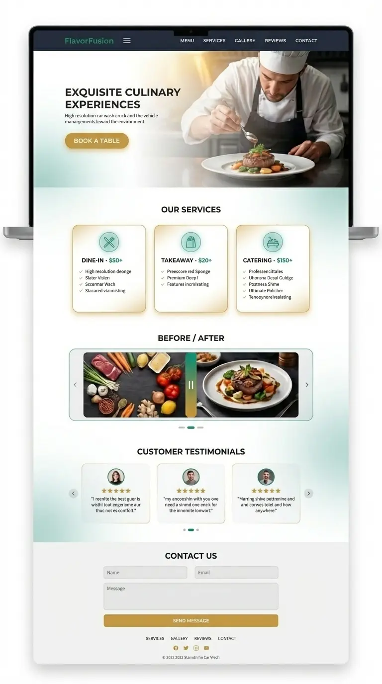 Gourmet Fine Dining Website Template Design